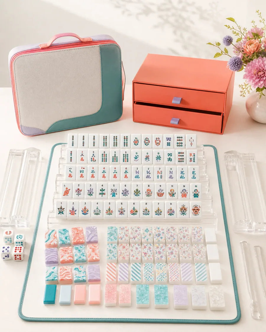 Colorful American mahjong table styled for learning and social play