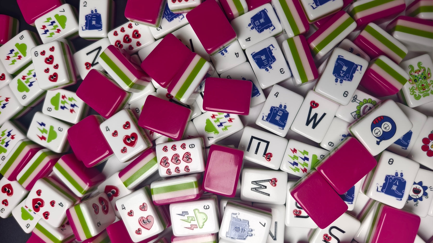 Pop Love American mahjong tiles — tile faces and original artwork