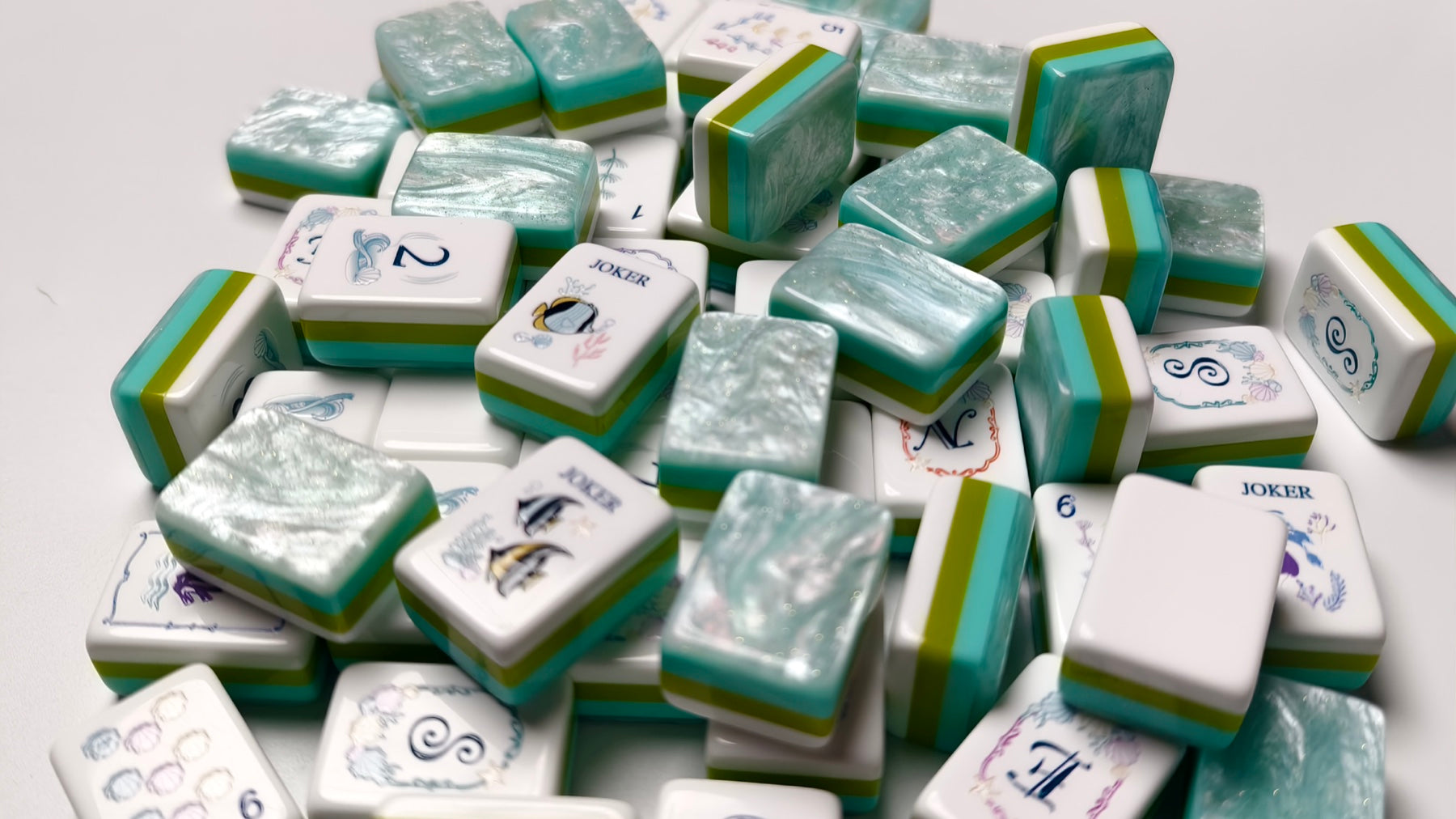 Serene Tide American mahjong tiles — tile faces and original artwork