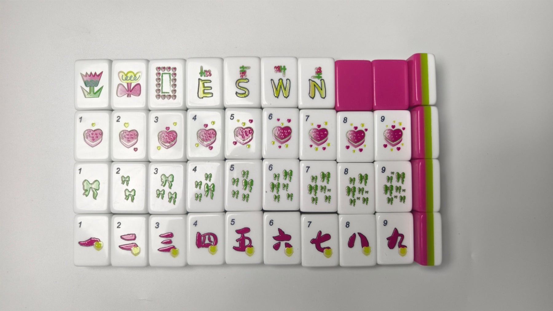 Sweetheart Summer American mahjong tiles — tile faces and original artwork